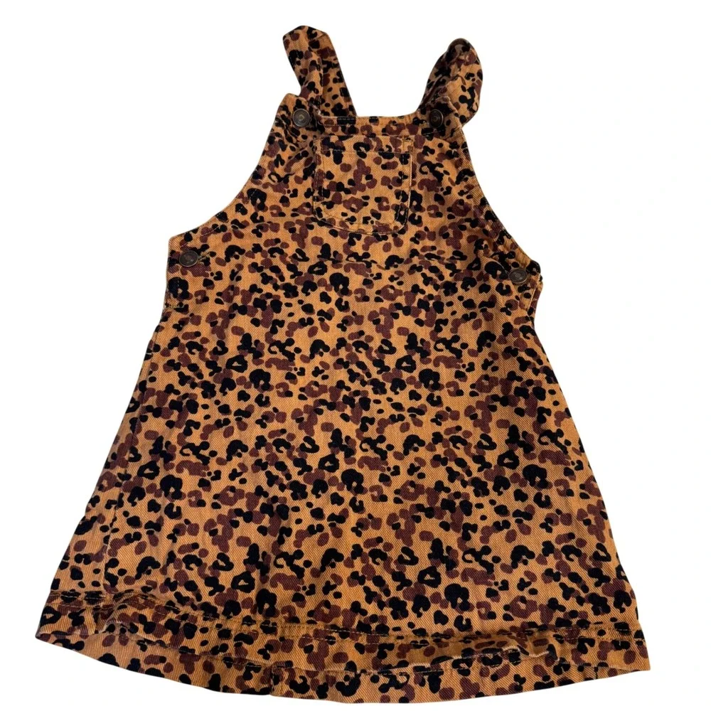 Cupcakes and Cashmere animal print overall dress with front pocket girls size 5